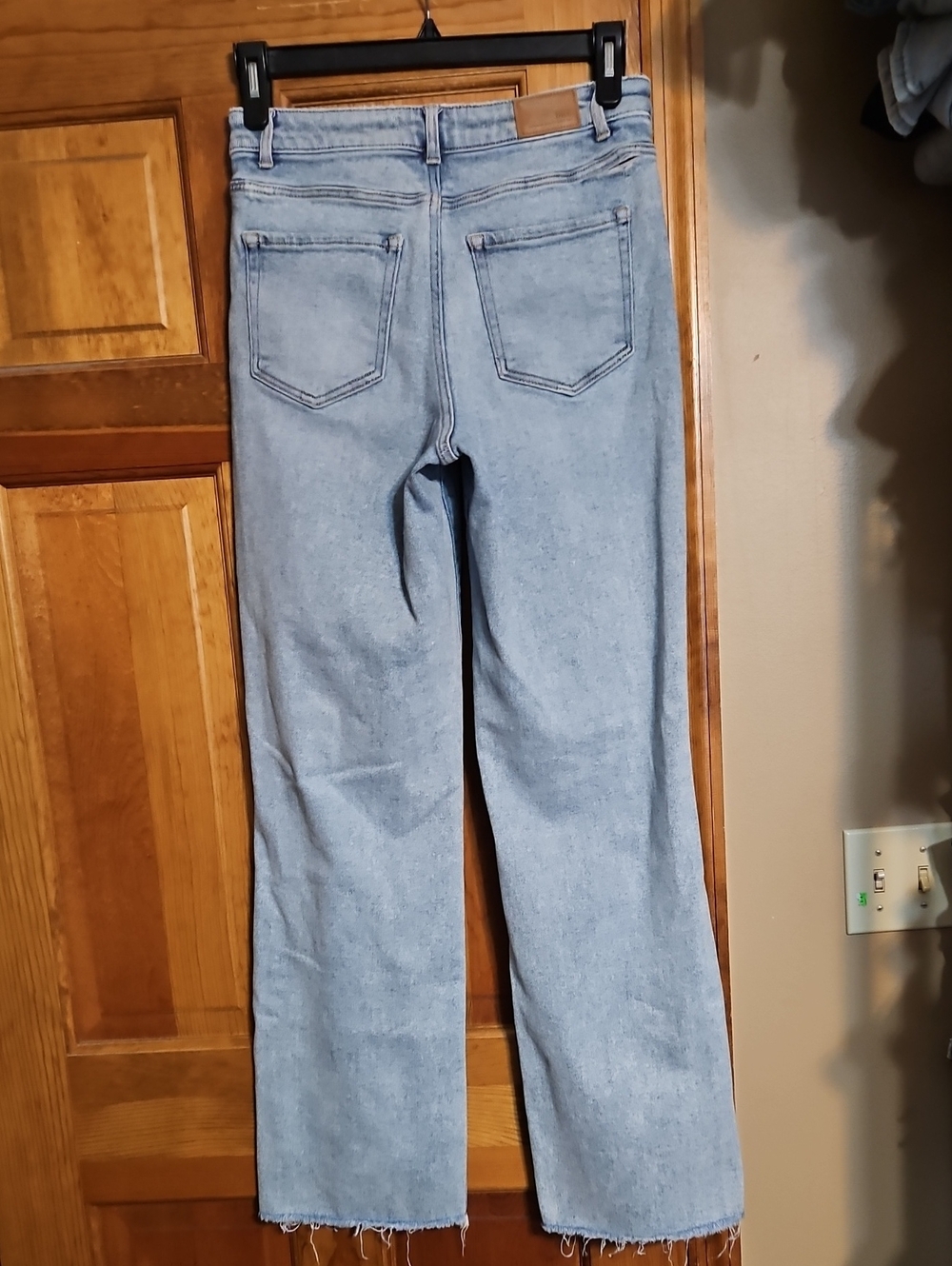 BKE BILLIE Slim Fit High-Rise Wide-Leg Distressed Raw Hem Frayed Denim Jeans - Picture 7 of 13